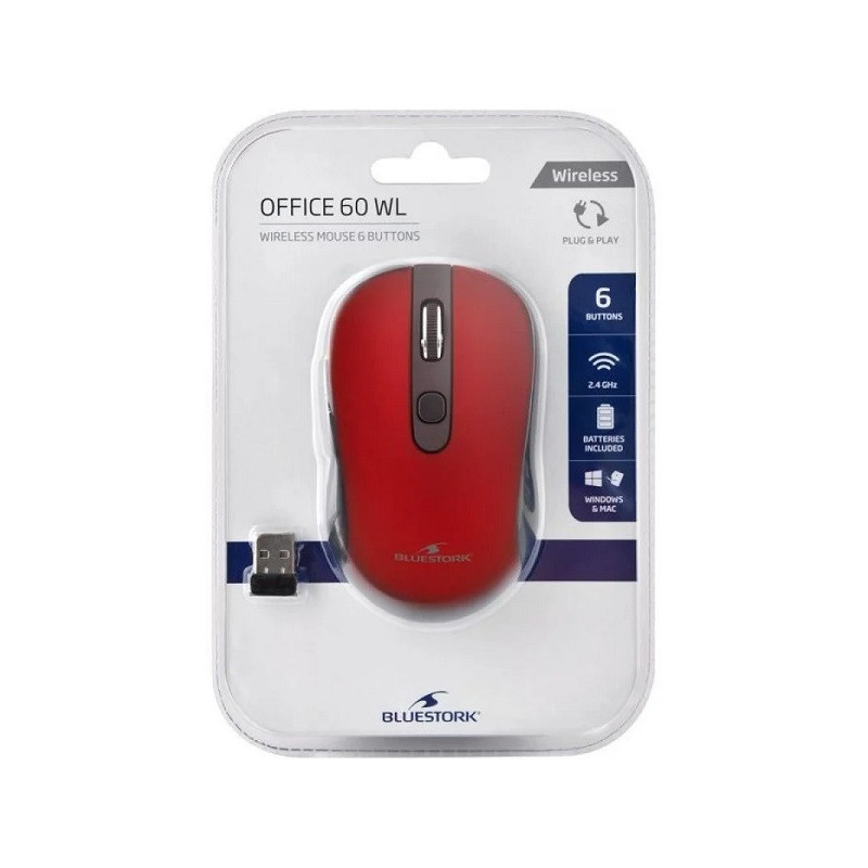 Souris sans fil RF Wireless Office 60 Rouge/Noir - BLUESTORK - BS_M_WL_OFF60_RED