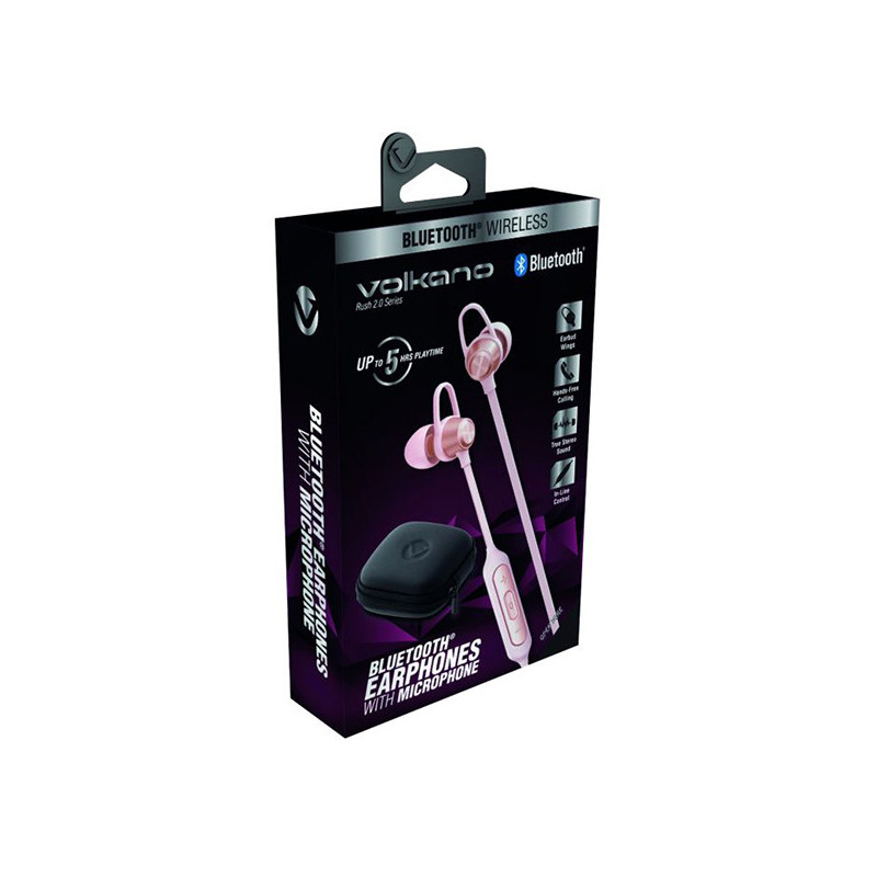 Écouteurs Bluetooth Rush 2.0 Pink - VOLKANO - VOL_VK_1106_PK