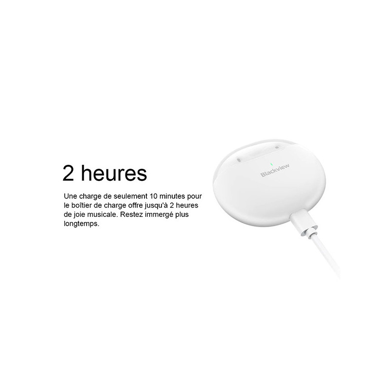 Ecouteurs Bluetooth 5.3 Airbuds 6 Dernière Version Blanc - BLACKVIEW - CAS_BV_AIRBUDS_6