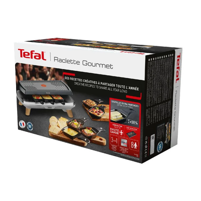 Raclette Gourmet Grill Plancha 1350W 8 personnes Gris - TEFAL - RE610D