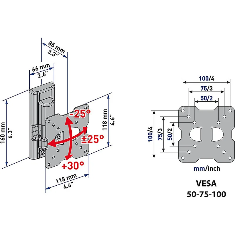 Support mural ultra fin avec bras orientable pour téléviseurs 14 à 25" Noir - MELICONI - MEL580411