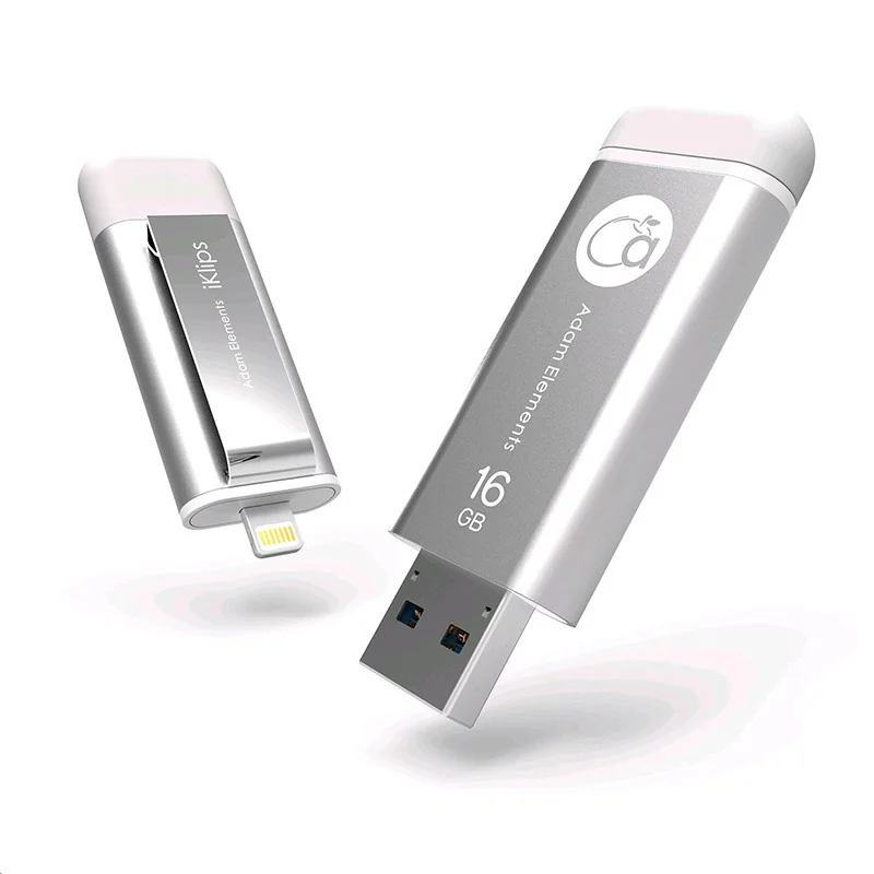 Clé USB iKlips à connexion Lightning 16Go Argenté - ADAM - CLEDOUBLEC16G