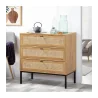 Commode LIYA 3 Tiroirs Façade Rotin - L80 cm