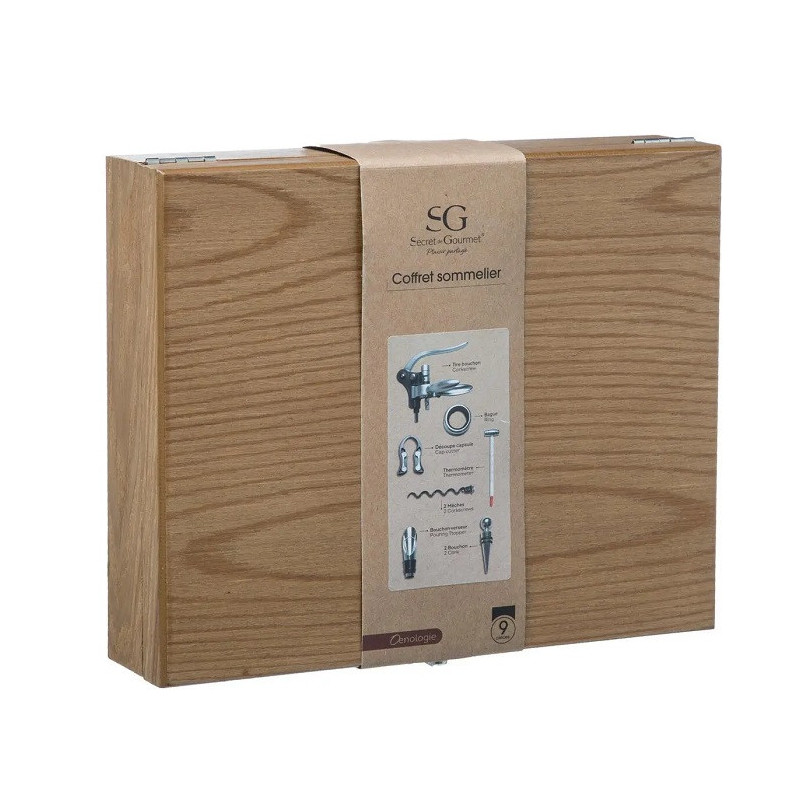 Coffret sommelier Marc 9 pièces Bois - SECRET DE GOURMET - 160755