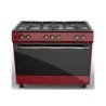 Cuisinière à gaz 5 foyers + fours géant Rouge/Noir - DEROSSO - DR-9060EFGW1-R