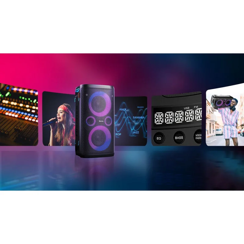 Enceinte Bluetooth 300W avec Effet Lumineux Party Rocker One Noir - HISENSE