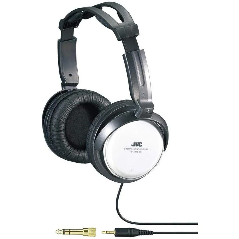 Casque TV HIFI filaire 3,5m Noir/Blanc - JVC - HARX500E