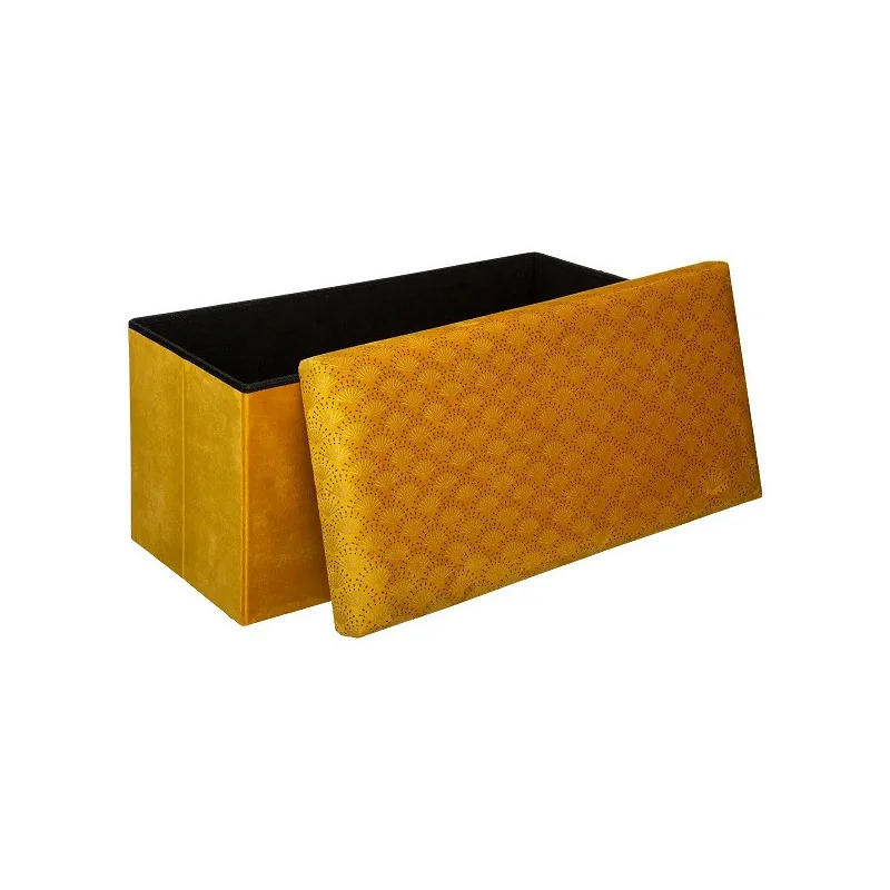 Pouf pliant double Liam Velours Jaune moutarde - ATMOSPHERA