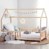 Lit cabane enfant Bosco Bois 90x190cm Naturel - ATMOSPHERA