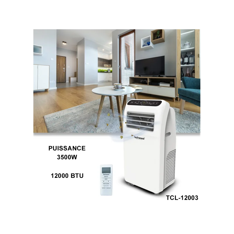 Climatiseur mobile 12000 BTU Blanc - TECHWOOD - CLIMTCL012TECH