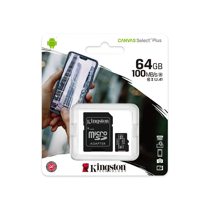 Carte Micro SDHC Canvas Select Plus 64GB Noir - KINGSTON - CARTMICSDCS64KING