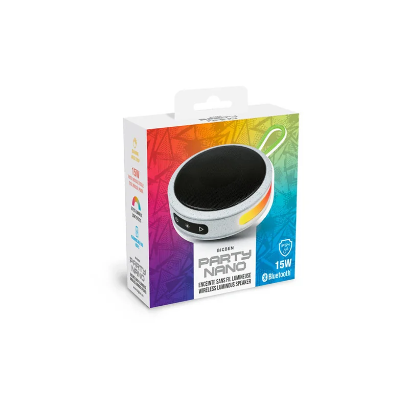 Enceinte bluetooth avec effet lumineux 15W Gris - BIGBEN - HPPARTYBTIPNANOWHGBB