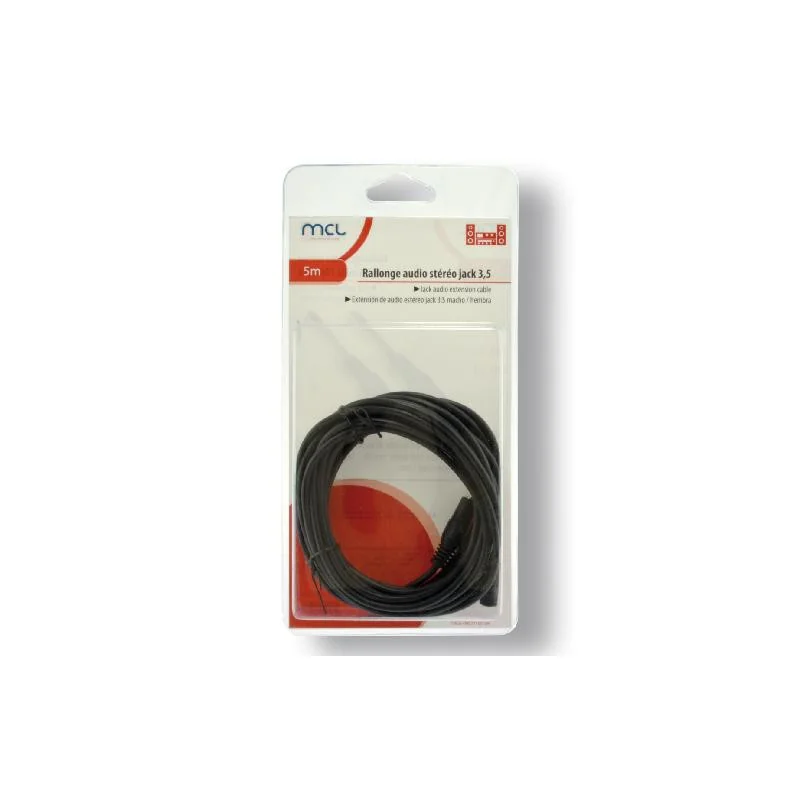 Rallonge audio stéréo jack 3,5mm Mâle/Femelle 5m Noir - MCL - CABLEMC711GE5MMCL