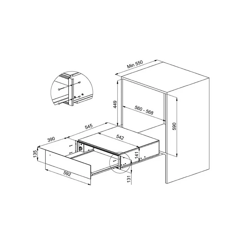 Tiroir Chauffant 400W Noir - DE DIETRICH - DWD7400B