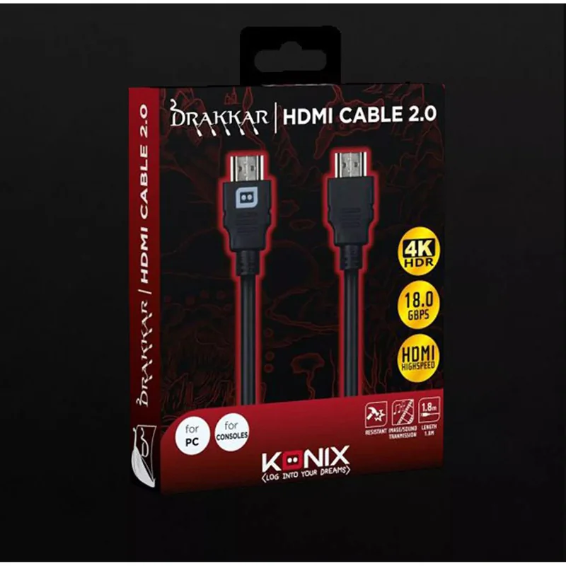 Câble HDMI Drakkar 1.8 m Noir - KONIX - 61881118878