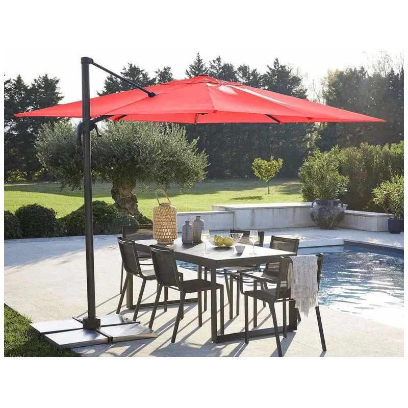 Parasol déporté carré 286x286cm Aura Rouge - NATERIAL - 82232812