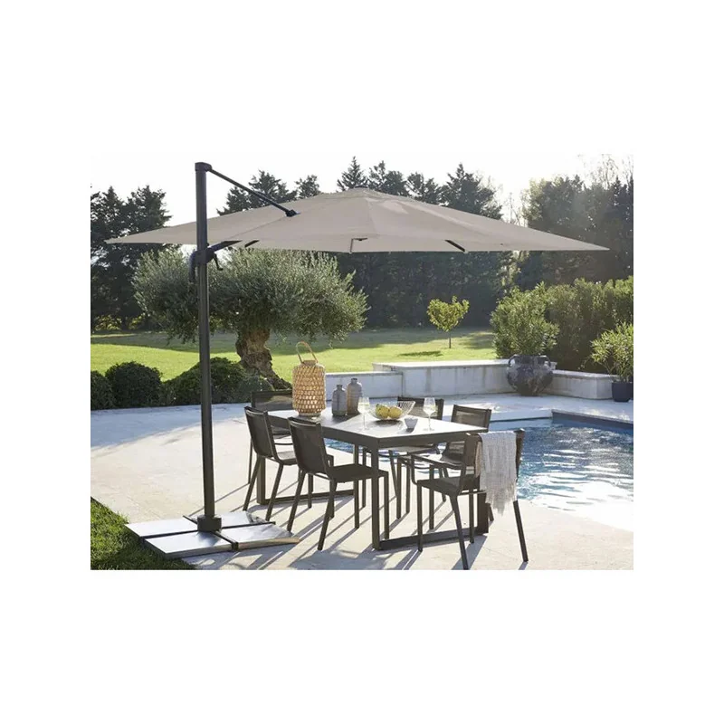 Parasol déporté carré 286x286cm Aura anthracite - NATERIAL - 5616352