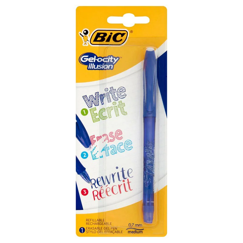 Stylo roller effaçable Gel-ocity Illusion Bleu - BIC - 3CBIGELOBL1