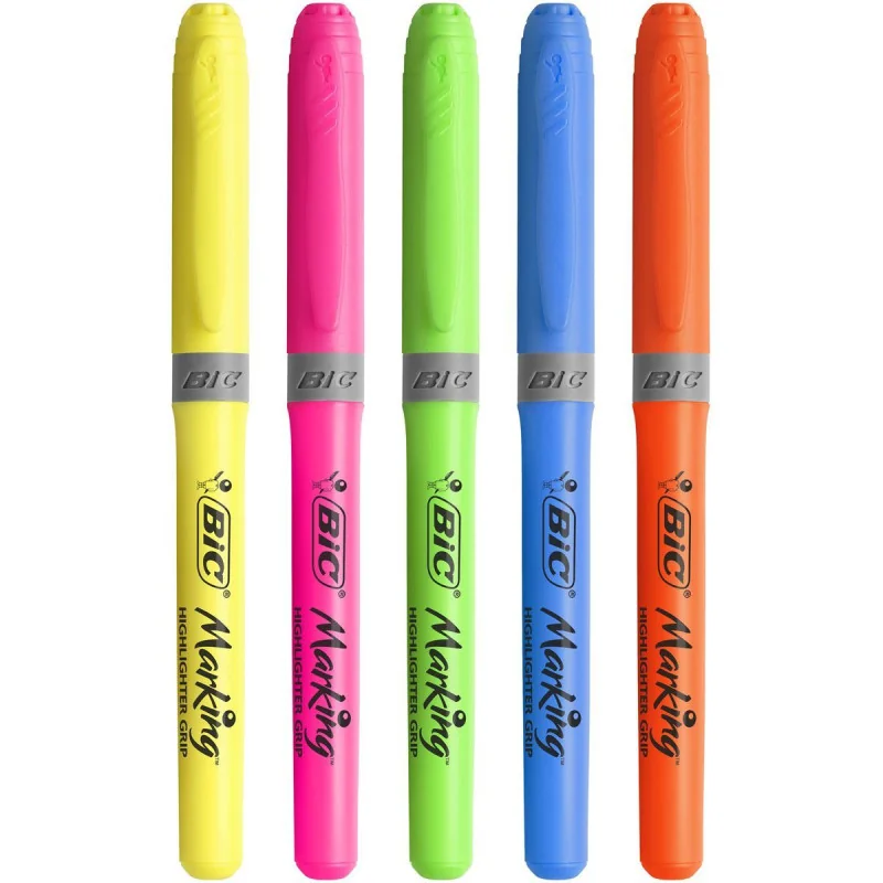 Pochette de 6 surligneurs Highligther Grip Brite Liner coloris assortis - BIC - 3CBIFLINER6OS