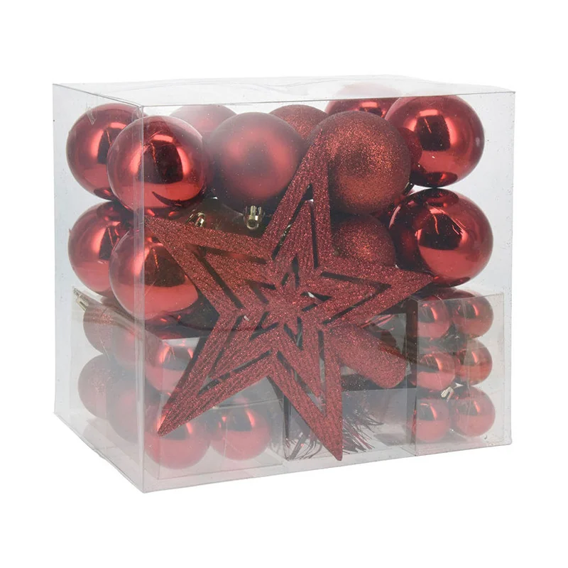 Boules de Noël + pic Rouge 54pcs - H&S COLLECTION