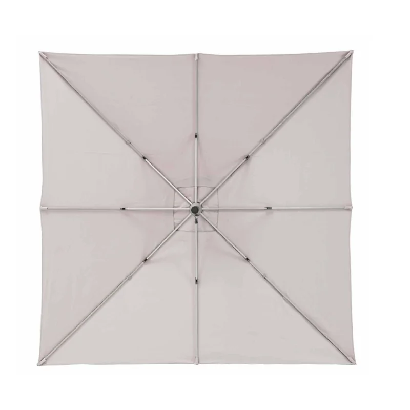 Parasol pied central Aura taupe carré, L.285 x l.285 cm - NATERIAL 