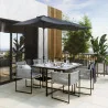 SALON DE JARDIN COMPASS GRIS 4 PERSONNES