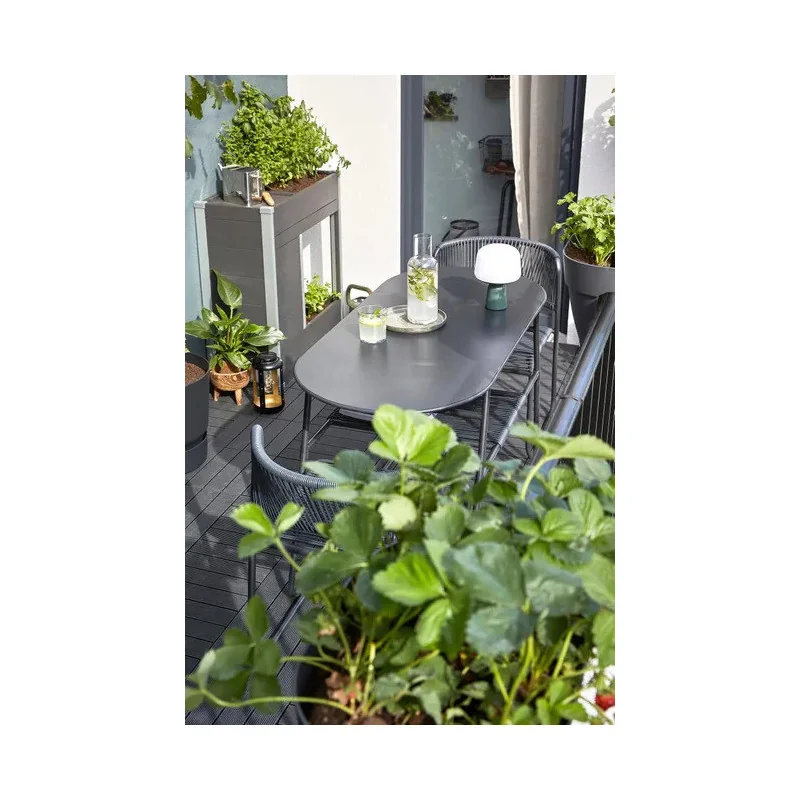 Table de jardin Duo ovale 2 personnes gris/argenté - NATERIAL - 84936373