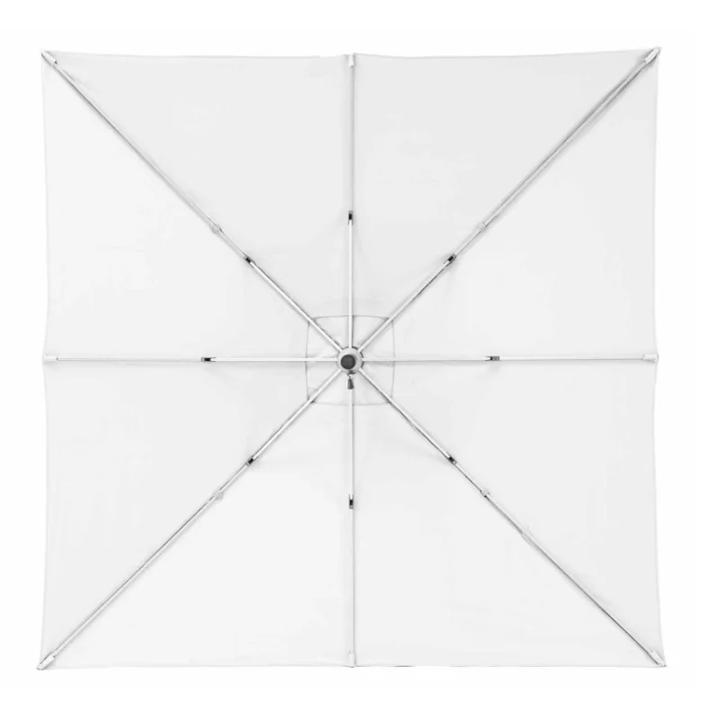 Parasol pied central Aura blanc carré, L.285 x l.285 cm - NATERIAL 