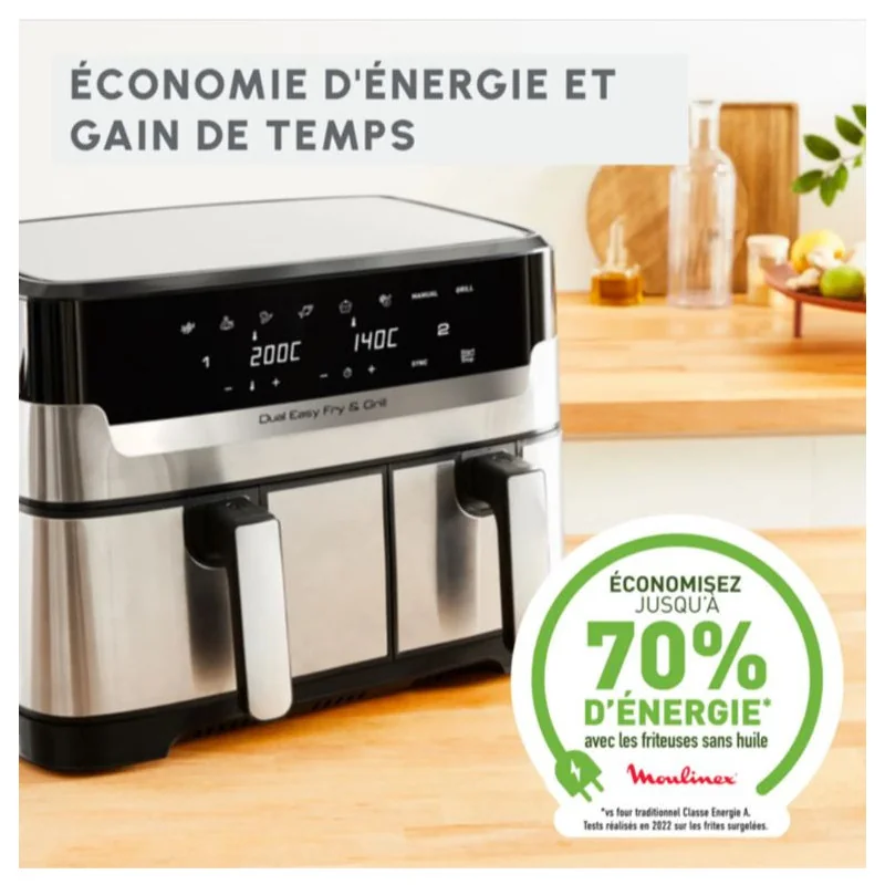 Friteuse sans huile Moulinex Easy Fry and Grill Dual Inox EZ905D20