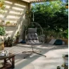 Fauteuil de jardin suspendu en forme d'œuf en acier coloris gris anthracite