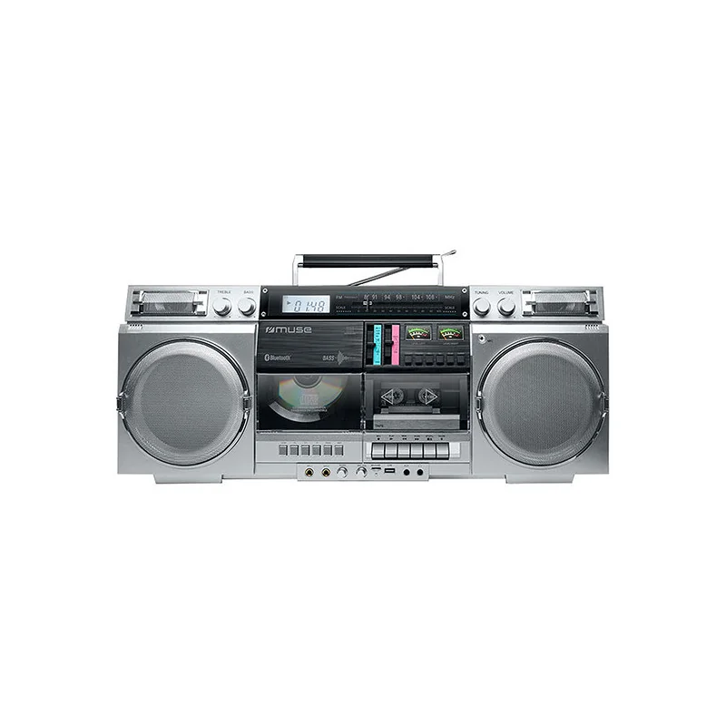 Radio portable Bluetooth CD/Cassette/FM/USB/Carte SD Gris - MUSE - M-380 GBS