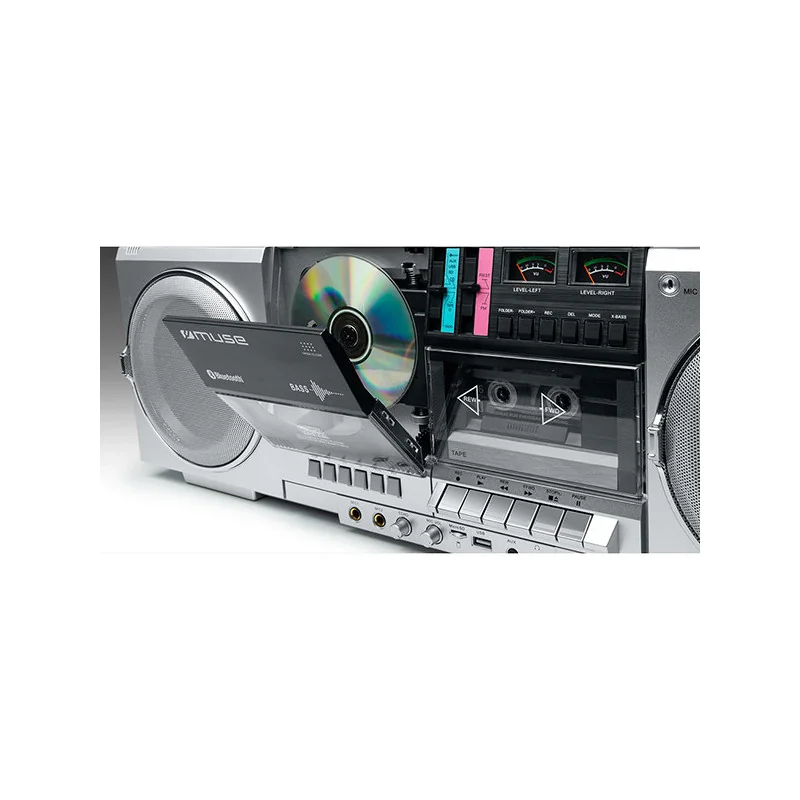 Radio portable Bluetooth CD/Cassette/FM/USB/Carte SD Gris - MUSE - M-380 GBS