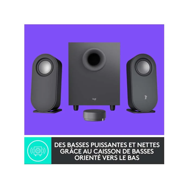 Haut-parleurs pour ordinateur Z407 avec caisson de basses et commande sans fil Noir - LOGITECH - LOG_980-001348