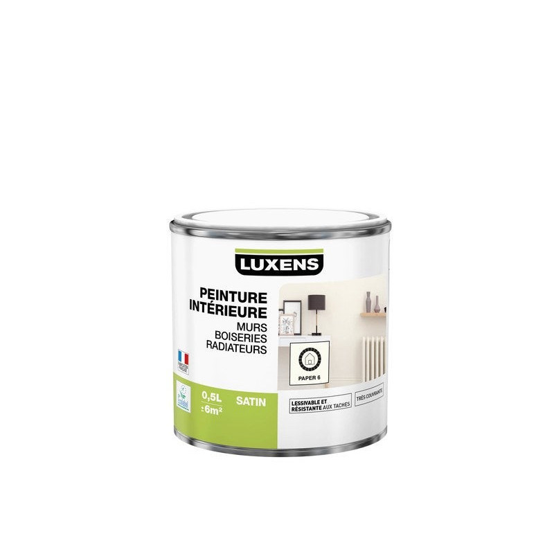 Peinture, Mur, Boiserie, Radiateur, Multisupports Luxens, Paper 6, Satiné, 0.5 L