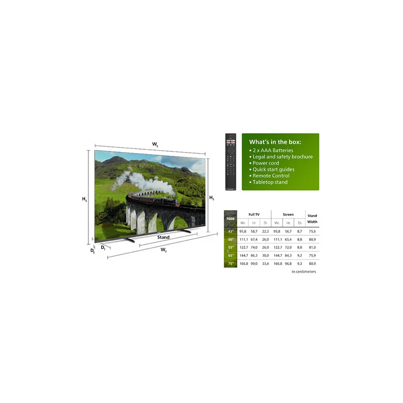 TV - LED - PHILIPS - 108 cm - 4K - 60 Hz - Smart TV - 43PUS7608/12