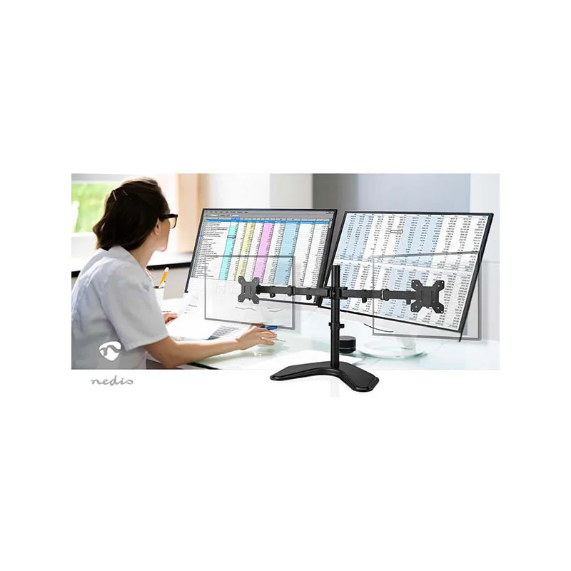 Support pour moniteur de bureau 2 écrans 15 - 32" Noir - NEDIS - MMDOSD110BK