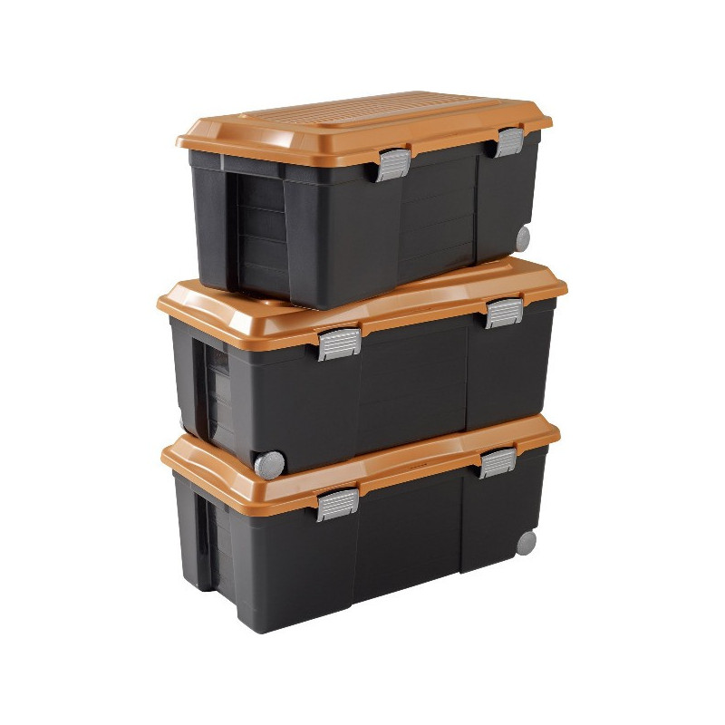 LOT DE 3 COFFRES DE RANGEMENT SUR ROULETTES