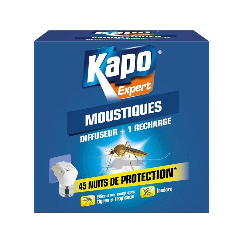 Insecticide Diffuseur Liquide Et 1 Recharge Moustiques Kapo, 33 Ml