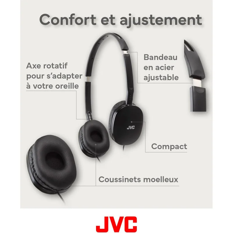 Casque supra-auriculaire pliable Series Flats Noir - JVC - HAS160MBU