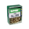 Lot De 100 Vis Acier Tête Fraisée Pozidriv Spax, Diam.3.5 Mm X L.25 Mm