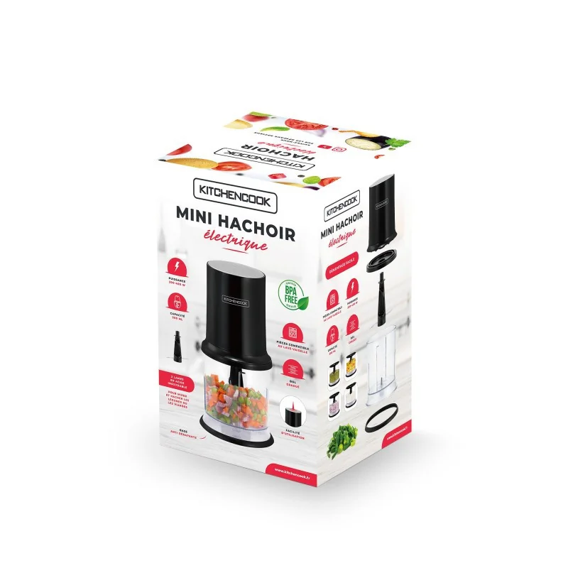 Mini hachoir électrique 400W 500mL Noir - KITCHENCOOK - MIXPOD400BLACK