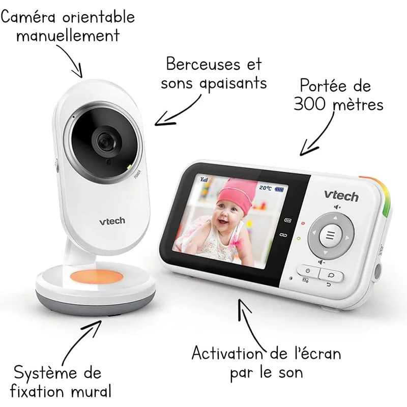 Babyphone Video Clear+ Blanc VTECH - Dès la naissance