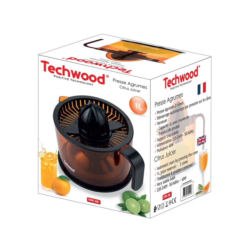 Presse agrumes 40W Noir - TECHWOOD - ROBTPF56TECH