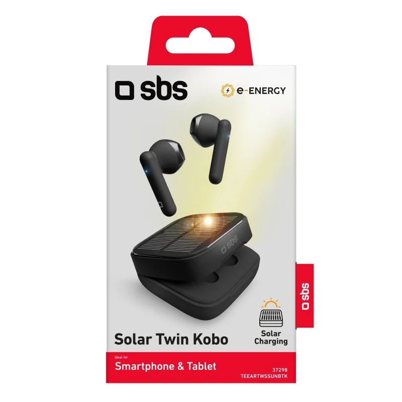 Écouteurs TWS Solar Twin Kobo avec station de charge solaire Noir - SBS - TEEARTWSSUNBTH