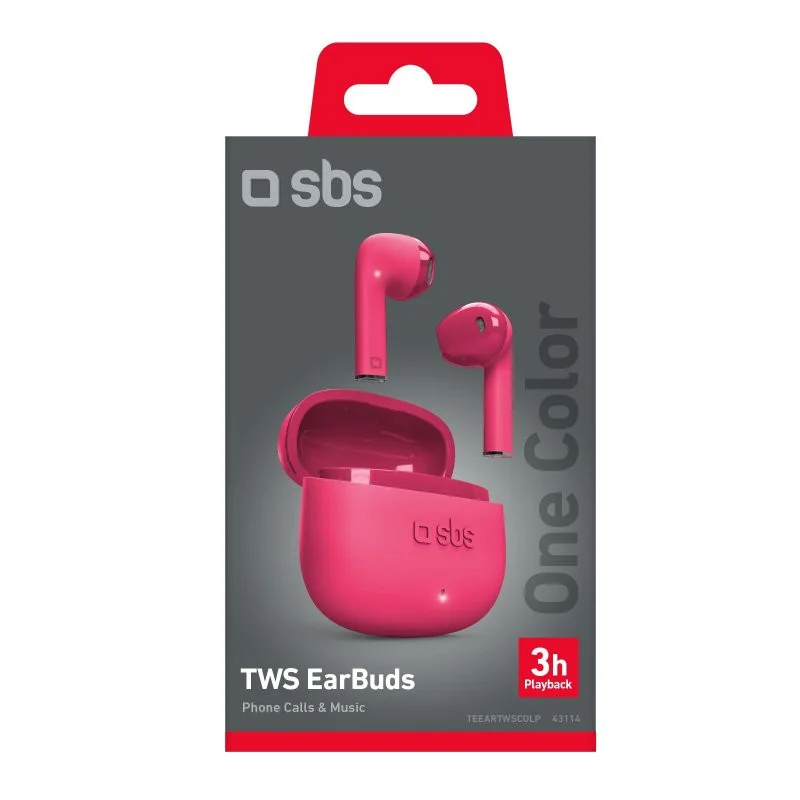 Écouteurs sans fil TWS One Color avec commandes tactiles Rose - SBS - TEEARTWSCOLP