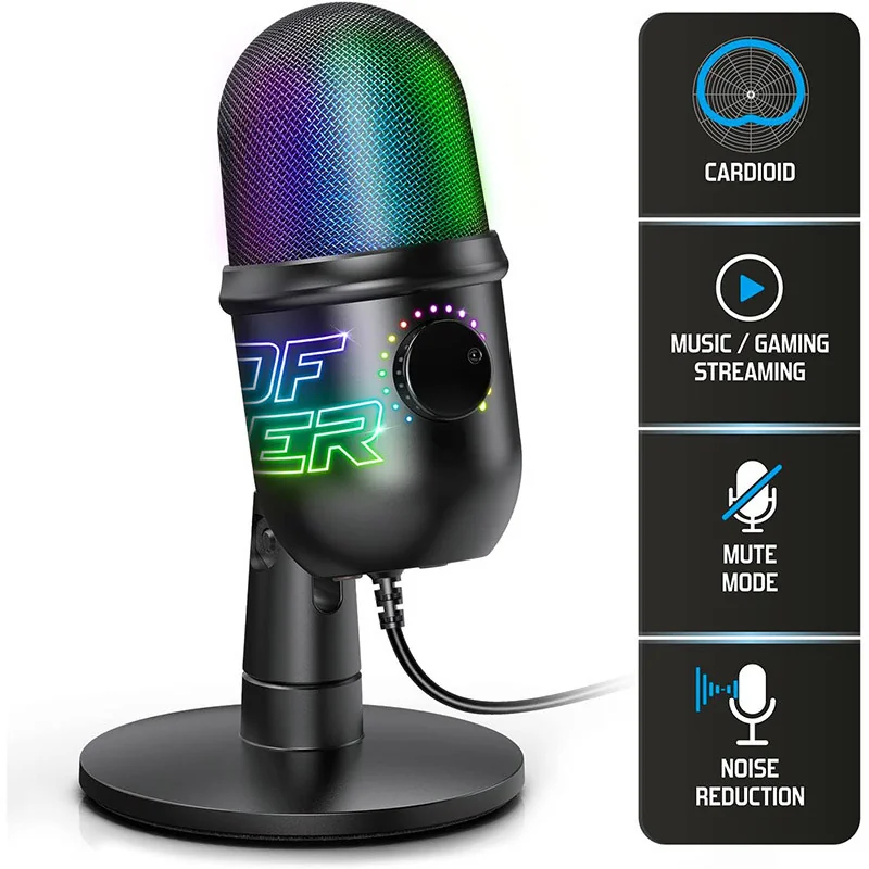 Microphone sur pied Eko 400 RGB Noir - SPIRIT OF GAMER - CASQMIC-EKO400SOG