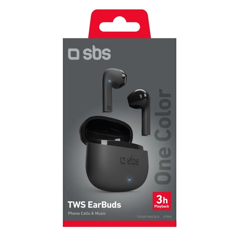 Écouteurs sans fil TWS One Color avec commandes tactiles Noir - SBS - TEEARTWSCOLK