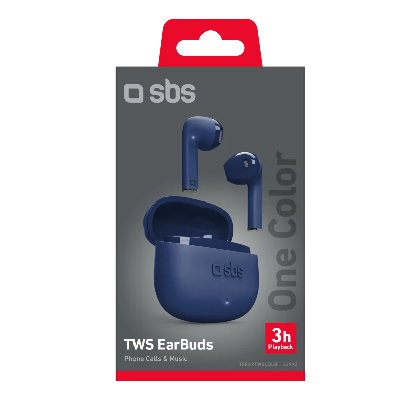 Écouteurs sans fil TWS One Color avec commandes tactiles Bleu - SBS - TEEARTWSCOLB