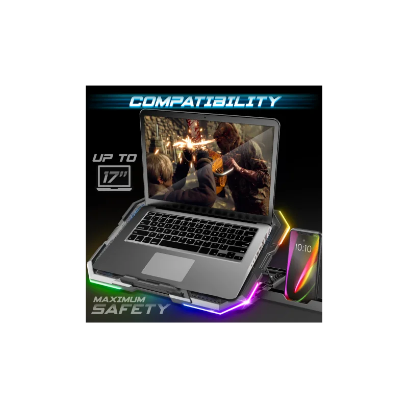 Support ventilé PC portable Air Blade 700 17" LED RGB Noir - SPIRIT OF GAMER - VENTVE700RSOG