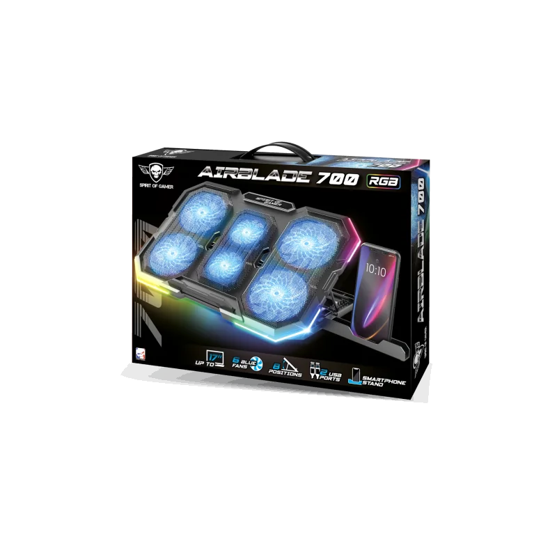 Support ventilé PC portable Air Blade 700 17" LED RGB Noir - SPIRIT OF GAMER - VENTVE700RSOG